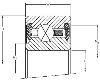 Thin-section sealed four-point contact ball bearing